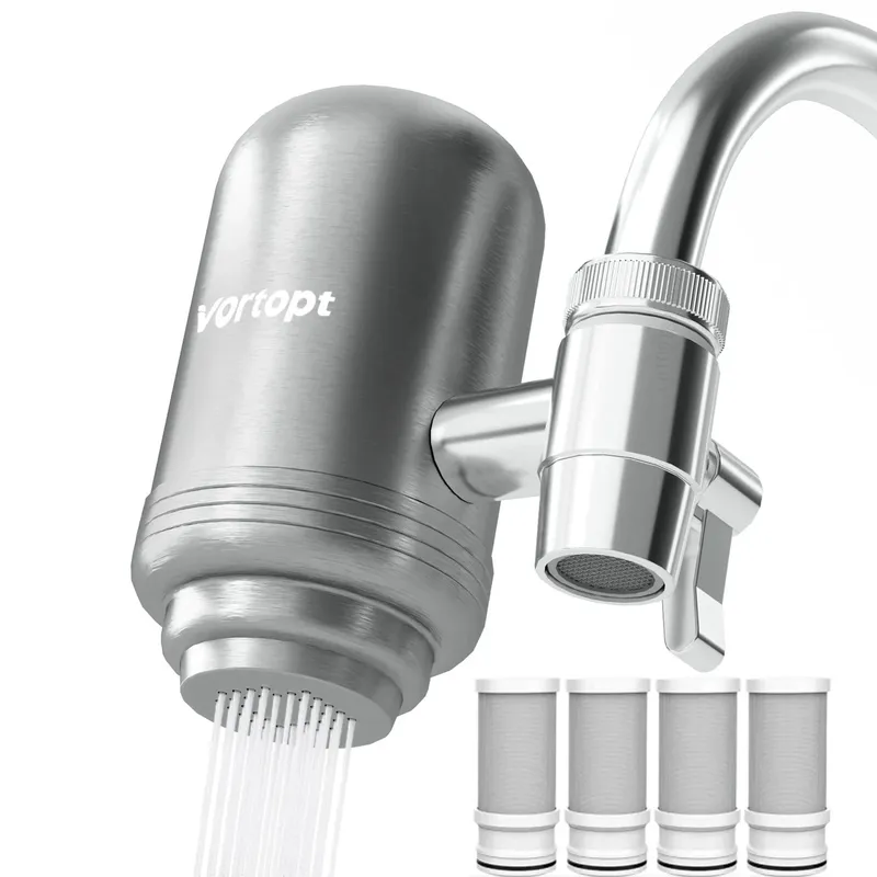 HOMFISH Edelstahl-Wasserhahn-Leitungswasserfilter-Reinigungssystem, NSF-zertifiziert reduziert Blei, Chlor und schlecht geschmack in der Küche