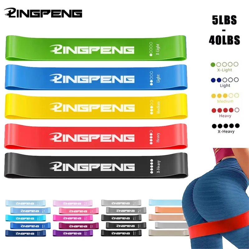 Fitnessstudio mit elastischen Bändern, Fitness-Trainingsgeräte, Yoga-Widerstandsbänder, Übungsvolumen, Fitnessstudio-Training, Bodybuilding, Pilates