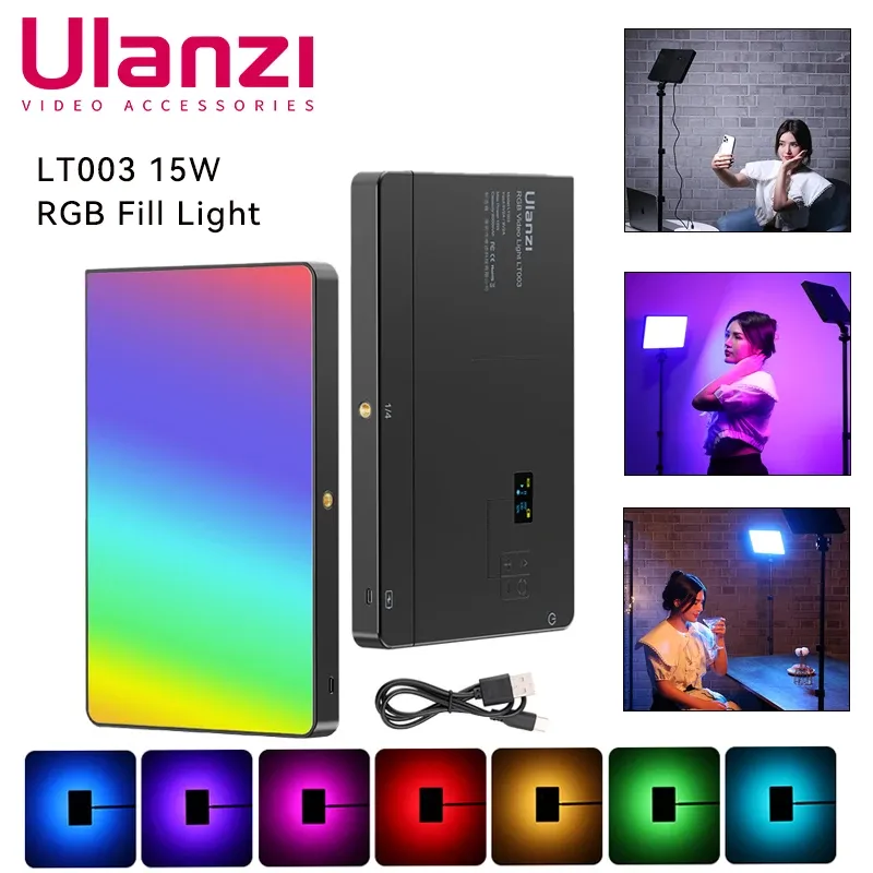 Ulanzi LT003 15 W Vollfarbe RGB LED Video Licht Panel Kamera Licht Wiederaufladbare Fotografie Studio Licht Lampe CRI95 + 18 watt Ladegerät