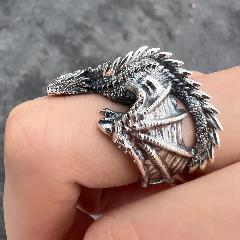 Drachen ringe Gothic Punk-Stil Flugsaurier Flügel öffnen verstellbare Ringe für Männer Frauen Vintage Schmuck Accessoires Geschenke
