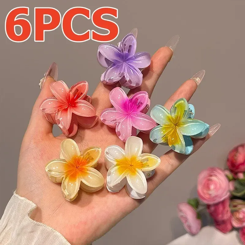 6°né Cole Hawaiianische Haarspangen mit Farbverlauf, Blumen-Haarklammern, kleine Größe, modische Kopfbedeckung, Haarnadel, Krabben-Haarspange, Haar-Accessoires für Frauen