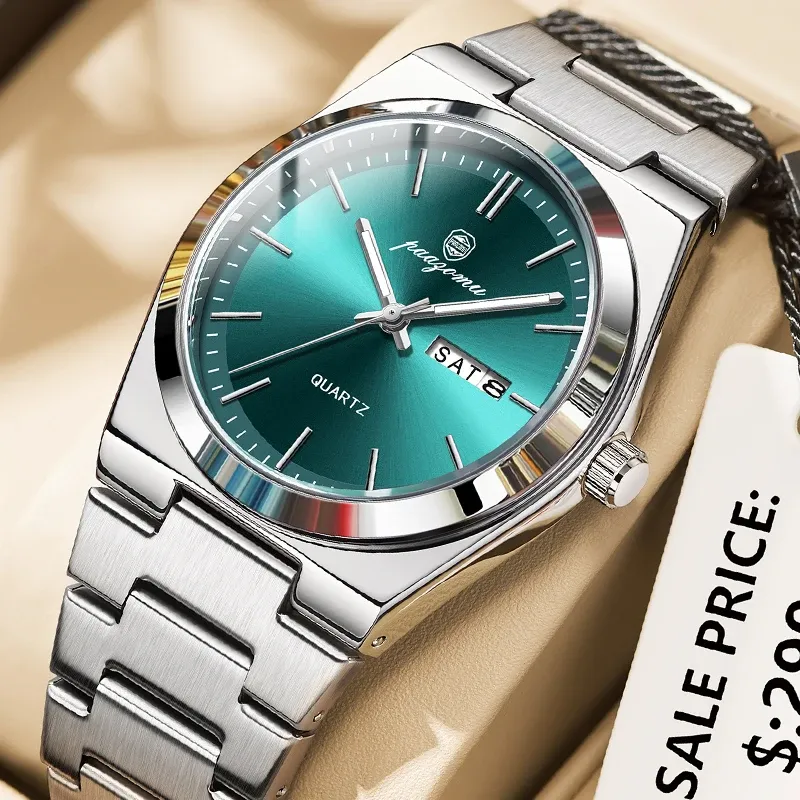 PAAZOMU Mode Herren Quarzuhr Edelstahl Wasserdicht Leuchtende Mann Uhr Chronograph Datum Multifunktions Uhren Für Männer