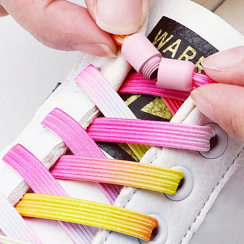 1 Paar bunte Schnürsenkel ohne Krawatten für Kinder und Erwachsene, 0,7 cm, flache Schnürsenkel für Schuhe, elastische Schnürsenkel, Turnschuhe, keine Krawatte, Schnürsenkel