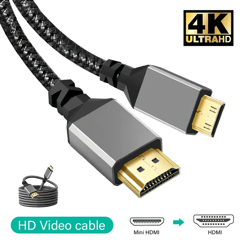 Mini-HDMI-zu-HDMI-Kabel unterstützen 3D/4k @ 60Hz/18 Gbit/s/1080p für Nikon/Canon DSLR, Camcorder, Laptop, Tablet und Grafik-/Grafikkarte