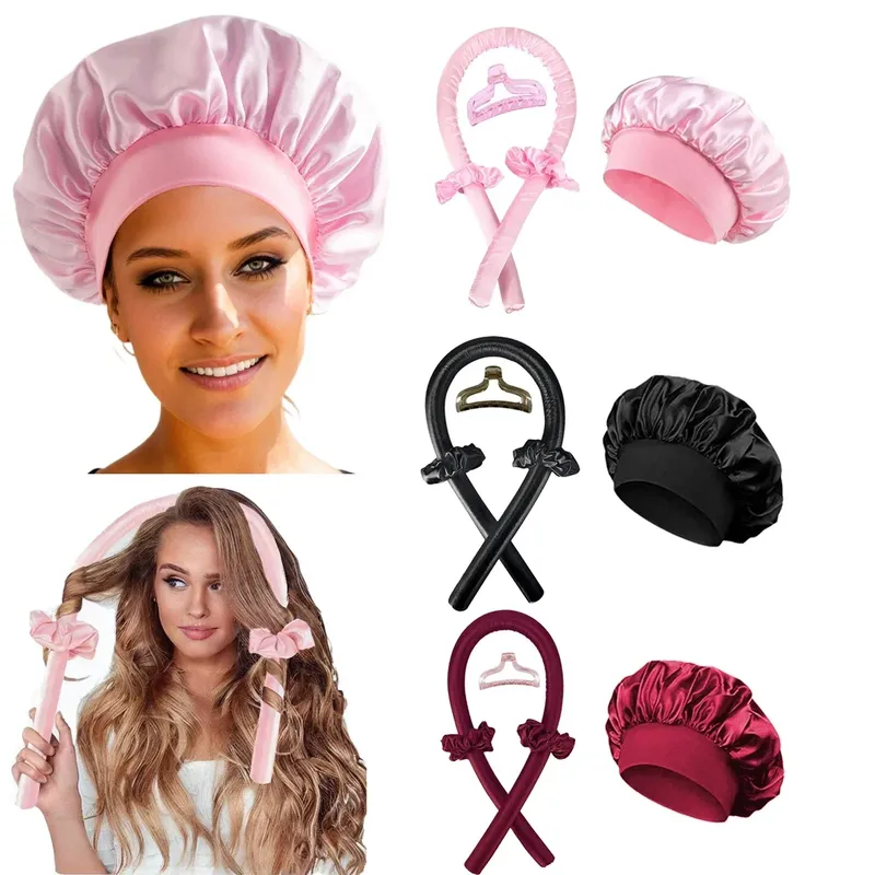 Heatless Curling Rod Stirnband Keine Hitze Haar Curler Lockenwickler Weiche Lockenwickler Lazy Curls Satin Bonnet Night Cap Haar Styling Werkzeuge