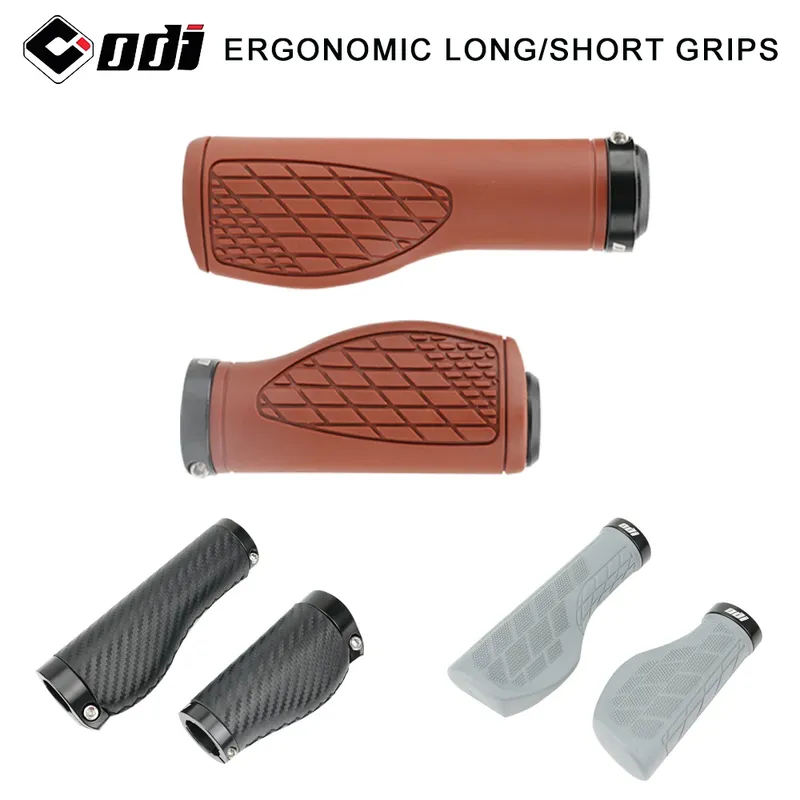 ODI MTB Ergonomie Griffe Fahrrad Lange/Kurze Hohe Qualität Gummi Lenker Anti-Skid Abdeckung Faser Leder Fahrrad Handschuhe drehen Griff