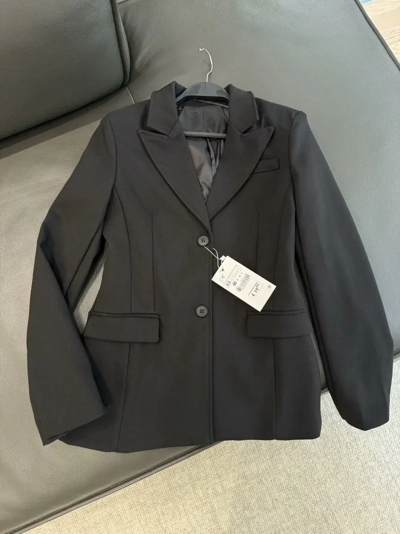 ZW-Serie, schultergepolsterte Slim-Fit-Anzugjacke für Damen, ETJ 2025, neue Kollektion mit Taillen-Casching-Design, lässige Anzugjacke