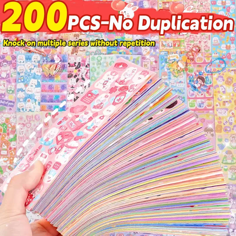 20-200 PCS süße Aufkleber Goo Karte Kawaii Cartoon Laser Aufkleber keine Wiederholung für Tagebuch Kind DIY Schule Studenten Dekoration Briefpapier