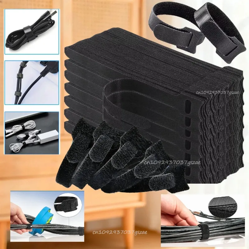 Lösbare Kabel-Organizer-Krawatten, Maus-Kopfhörer, Kabelmanagement, Nylon-Kabelbinder, wiederverwendbare Schlaufe, Reifen, Klebeband, Riemen, Krawatte