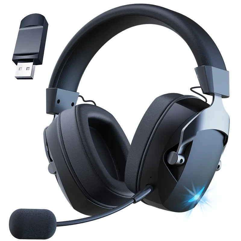 Gaming-Headset mit abnehmbarem Mikrofon mit Geräuschunterdrückung, 2,4 G Bluetooth, USB-3,5 mm kabelgebundener Jack, 3 Modi für mehrere Geräte