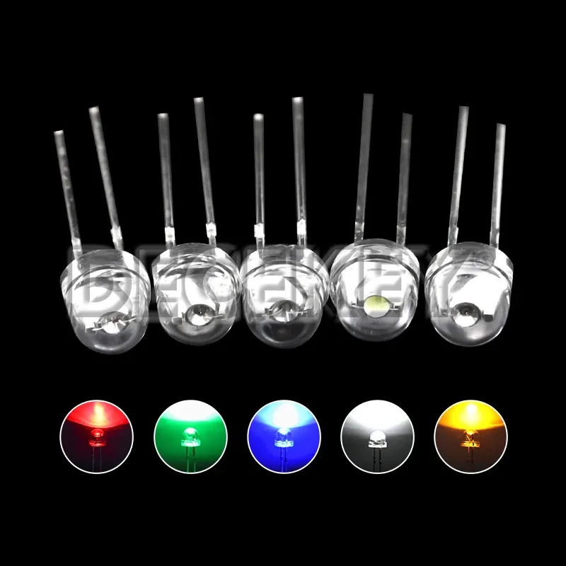 50/100PCS Strohhut LED 5mm Super Helle LED Diode F5 Leuchtdiode Blau Grün Rot Gelb Weiß, für DIY Elektronik