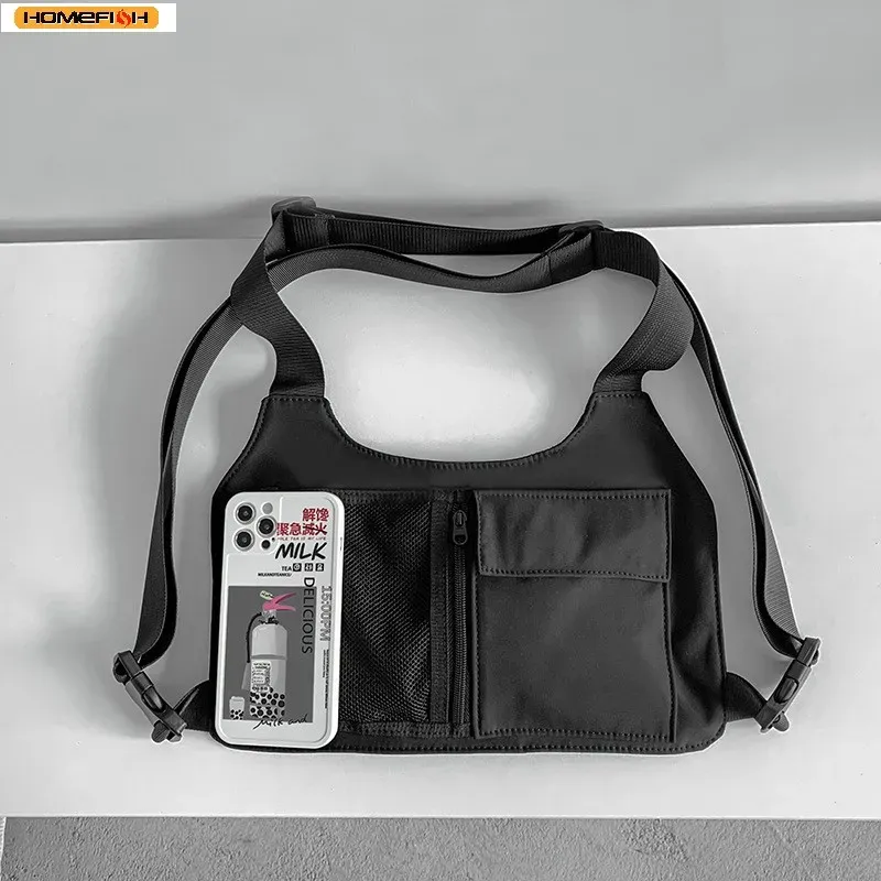 Homefish Hip-Hop Streetwear Unisex Brusttasche Hochwertige Nylon-Brusttaschen Multifunktionale Taktische Weste Rucksack