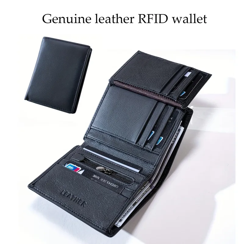 Männer brieftasche Aus Echtem Leder Geldbörsen Für Männer zipper Geldbörse Vertikale Business Brieftaschen RFID anti-diebstahl Kreditkarte Halter Geld tasche