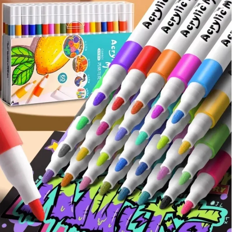 12-80 Farben Set Acrylfarbe Kunstmarkierungsstift Felsmalerei für Kinder Graffiti Stein Keramik Glas Holz DIY Handwerk Kunstbedarf