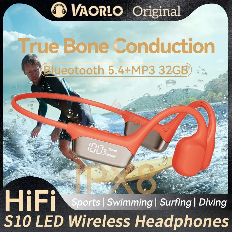 IPX8 Wasserdichter Knochenleitungskopfhörer Drahtloser Bluetooth-Kopfhörer 5.4 + 32GB RAM MP3-Player HIFI Musik Sport Schwimm-Headset Mit Mikrofon LED-Anzeige