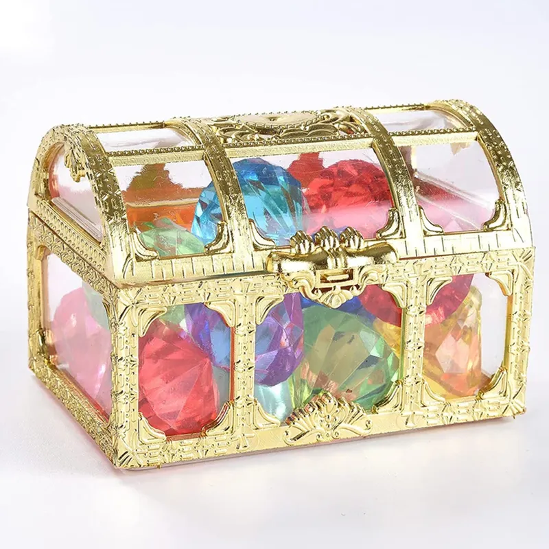 Vintage Schatztruhe Aufbewahrungsbox Transparent Piraten Süßigkeiten Schmuck Display Box für Hochzeit Party Geburtstag