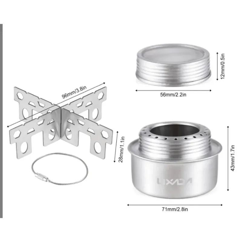 Tragbarer Mini-Alkohol-Campingkocher aus Aluminiumlegierung mit Deckel für Outdoor-Wandern und Rucksackreisen