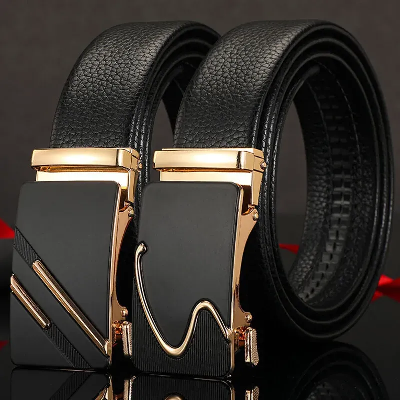 1pc männer Gürtel Leder Gürtel Metall Automatische Schnalle Marke Luxury Business Fashion Design Taille Gürtel für Männer Strap männlichen Jeans Gürtel