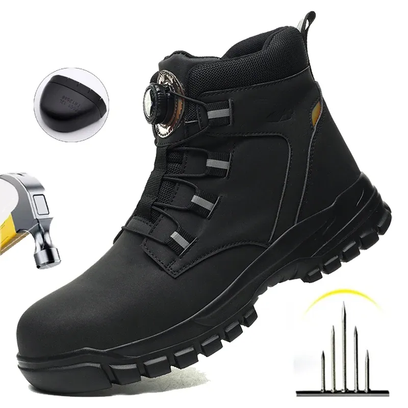 Wasserdichte Sicherheits stiefel Männer unzerstörbare Stahl kappe Arbeits stiefel Anti-Smash stichs ichere Sicherheits schuhe Biker Botas Para Hombre