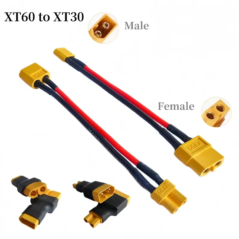 XT30 Auf XT60 Männlich/Weiblich RC Lipo Batterie Adapter 10CM Kabel 16AWG Silikon Draht für FPV RC Auto Zubehör CineLog35 Drone Teile