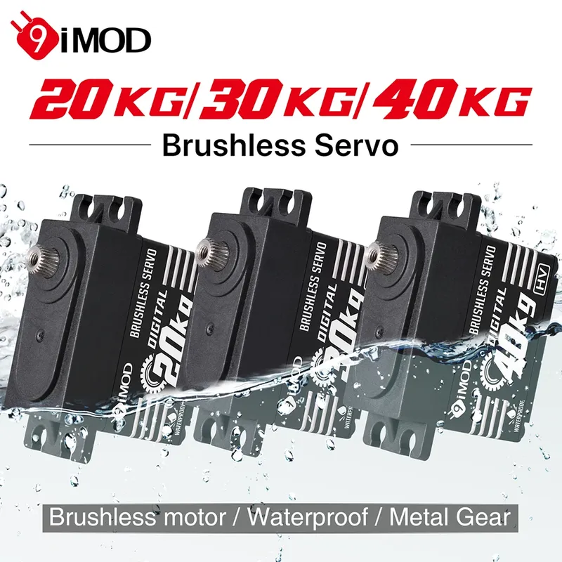9imod Bürstenloses Servo 20/30/40 kg Gehäuse aus Aluminiumlegierung, wasserdichtes digitales Metallgetriebe-Servo für 1/8 1/10 RC Crawler Car Boat DIY