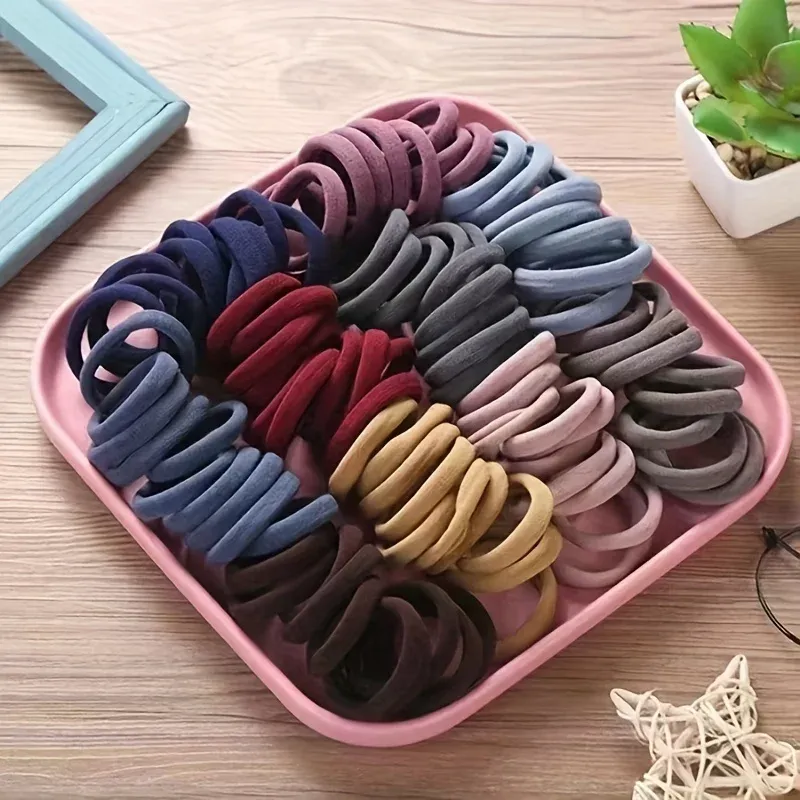 Neue 50 Teile/satz Frauen Mädchen Candy Farben Nylon Grundlegende Scrunchie Haar Krawatte Pferdeschwanz Halten Haar Gummibänder Mode Haar Zubehör