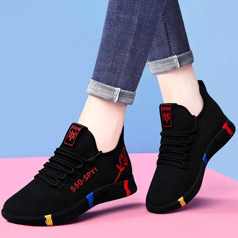 Tenis Feminino 2024 Frauen Vulkanisierte Schuhe Air Mesh Licht Weiche Turnschuhe Weibliche Wohnungen Plattform Lace Up Casual Schuhe Korb Femme
