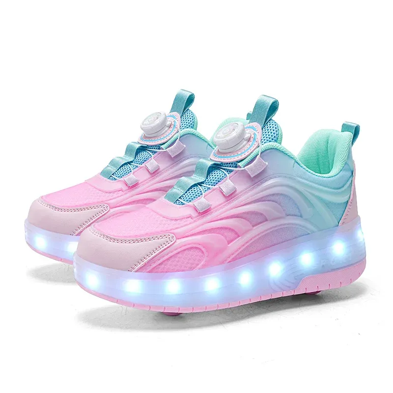 Zwei Räder Kinder Led Licht Rollschuh Schuhe Für Kinder Jungen Mädchen Glowing Sport Leuchtende Turnschuhe Skateboard USB Aufladen