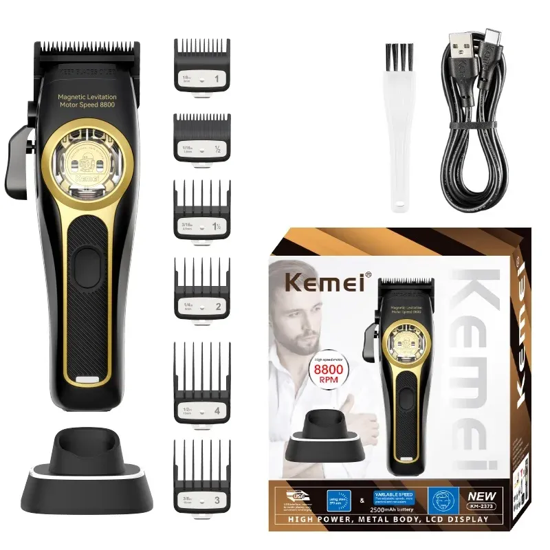 Kemei Professionelle Haarschneidemaschine, magnetischer Levitationsmotor, 8800 U/min, Ladestation, Haarschneidemaschine, Herren-Haarschneidemaschine KM-2373
