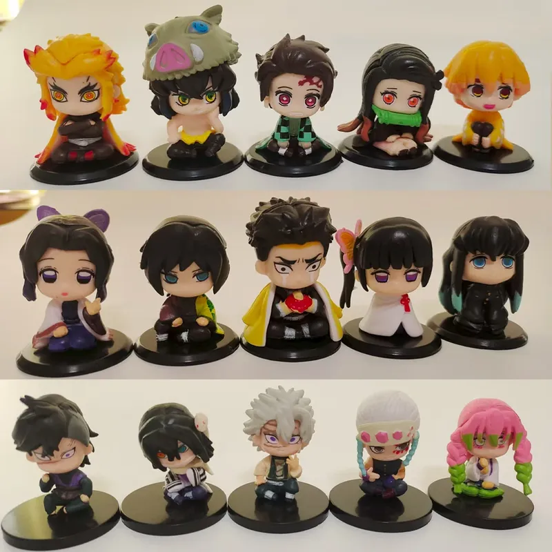 Dämonentöter Figur und Y Anime Dämonentöter: Kimetsu no Yaiba Q Version Shichiching Tanjiro Nidouzi Inosuke Zenizu PVD Figur Modell Puppe Technique fts