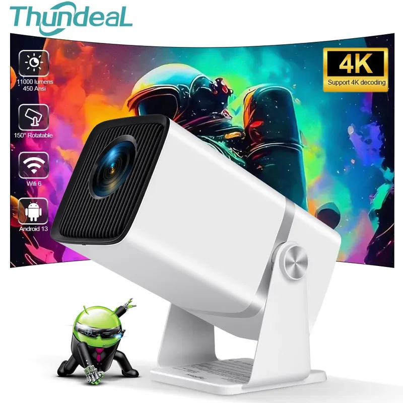 ThundeaL 4K Full HD Projektor FHD TD80W Android WiFi 3D Heimkino TD80 Tragbarer Strahlprojektor Treffen Video Film PK HY320