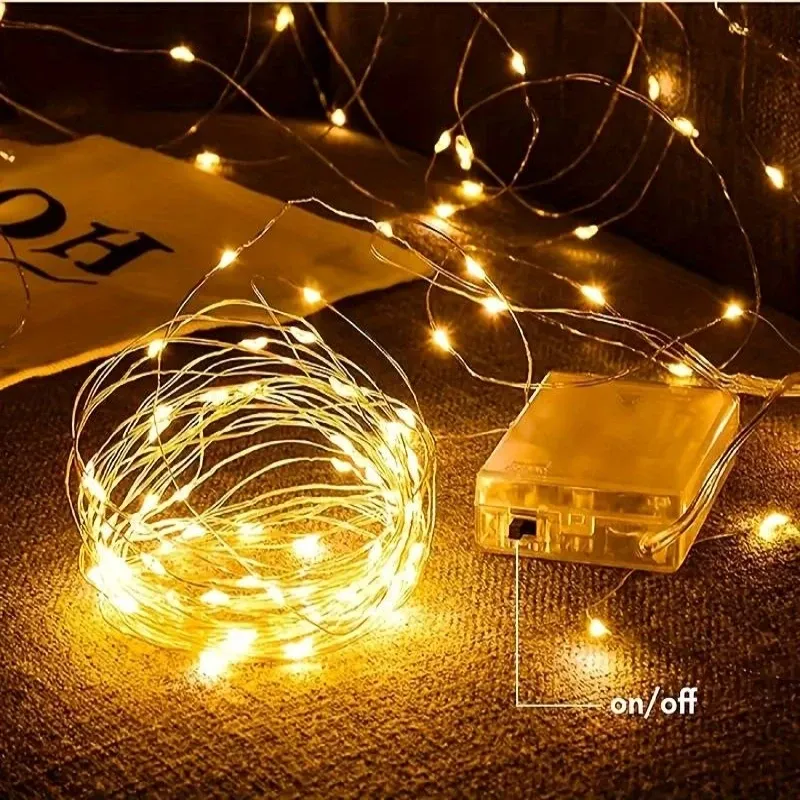 1/2/3/5/10/20m LED-Lichterketten batterie betriebene Kupferdraht-Lichterketten für Schlafzimmer Gartenparty Hochzeit Weihnachts dekoration