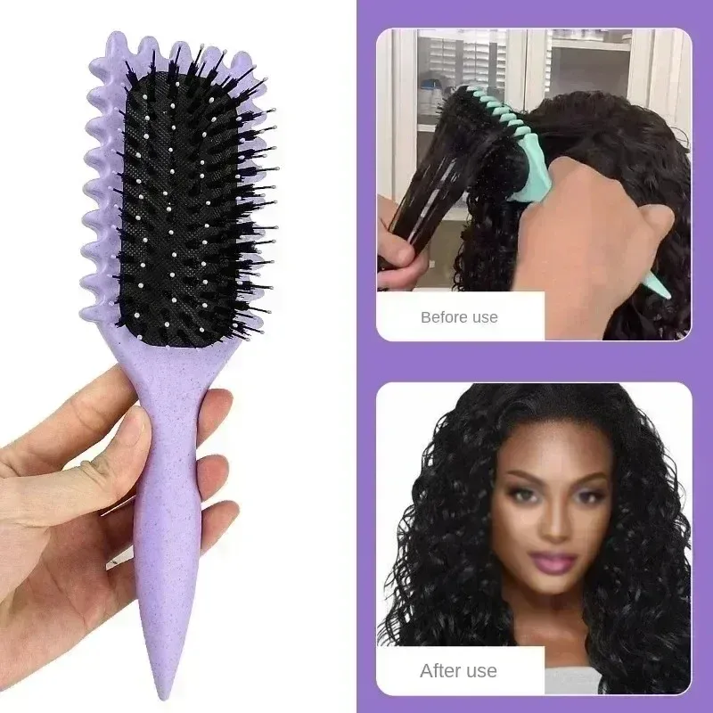 Salon-Styling Lockenbürste für Lockiges Haar zum Kämmen und Formen von Locken für Männer und Frauen, Reduziert Haarzerrung