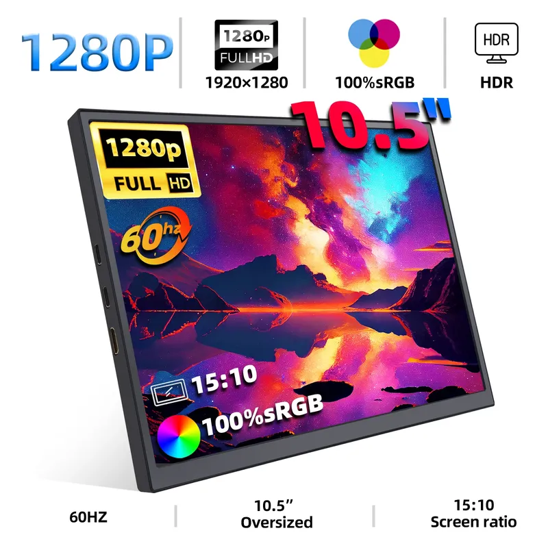 Zsus 3,5-Zoll-tragbarer Monitor 10,5 p 1280 srgb 15:10 niedriges blaues Licht für Xbox PS4/5-Switch-Handy-PC Laptop-Erweiterung