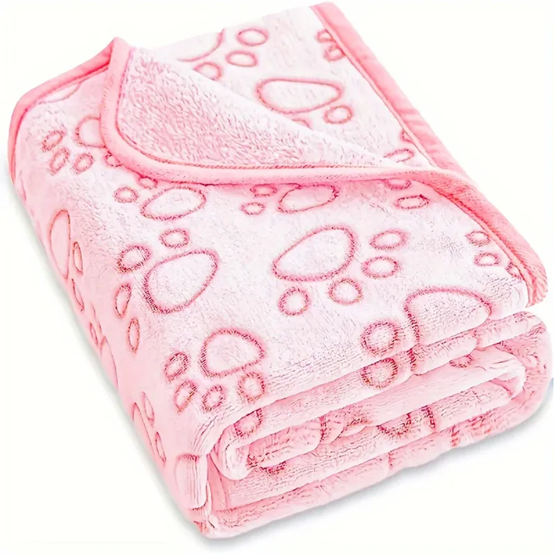 Rosa, weiche, flauschige, hochwertige Haustierdecke, niedliche Hundedecke mit Pfotenabdruck, Haustiermatte, warme und bequeme Decke für Katzen und Hunde