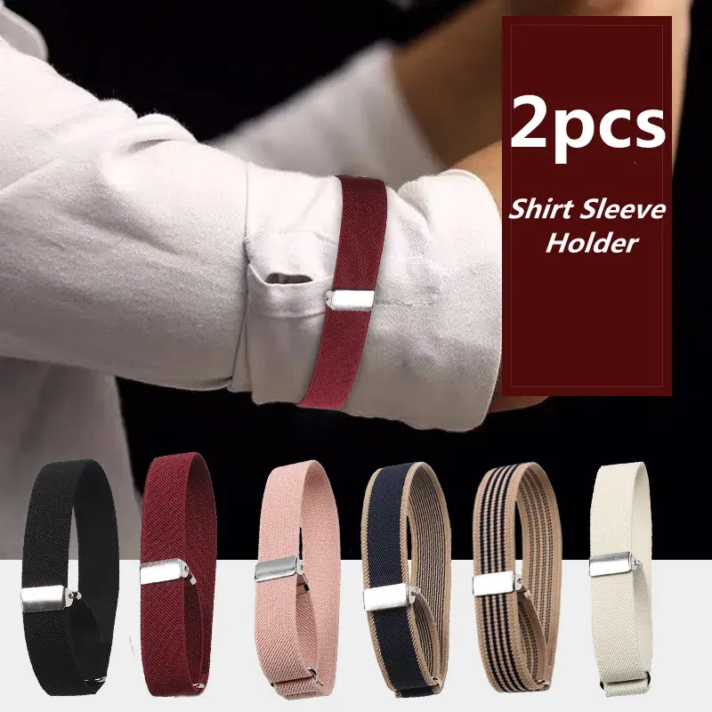 HEIßER 2Pcs Herren Hülse Strumpfbänder Halter Elastische Armband Hemd Hülse Halter Frauen Männer Mode Einstellbare Nicht-Slip arm Manschetten Bands