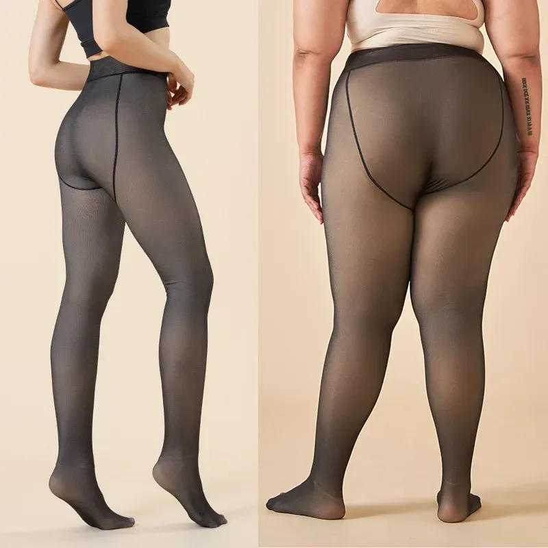 2025 120 KG Warme Winter Strumpfhosen Plus Größe Sexy Strumpfhosen Frauen Gefälschte Strümpfe Panty Haut Wirkung Dicke Durchscheinende Strumpfhosen Leggings