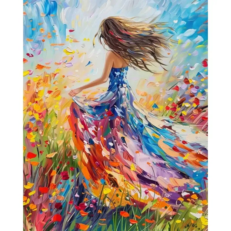 GATYZTORY 40x50cm Malen nach Zahlen DIY Farbset Zeichnung Mädchen Bild Malerei Zahlen für Erwachsene Dekorative Gemälde