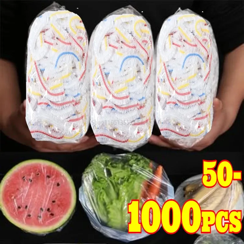 50-1000PCS Einweg Lebensmittel Abdeckung Wrap Lebensmittel Grade Obst Gemüse Lagerung Tasche Elastische Kunststoff Tasche Küche Frisch Halten tasche