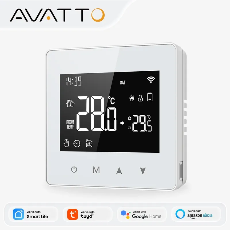 AVATTO WiFi/ZigBee Batteriebetriebener Smart-Thermostat für Wasser- und Gasheizungen, Temperaturregler für Tuya, Alexa, Google Home, Alice