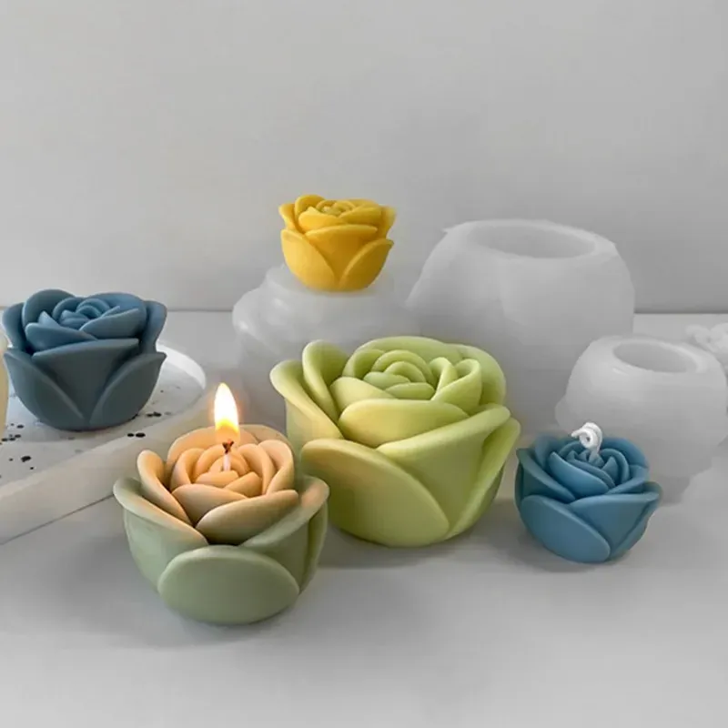 Valentinstag Rose Blume Silikon Kerze Form 3D Pfingstrose Blume Seife Gips Harz Form DIY Schokolade Kuchen Backwerkzeug
