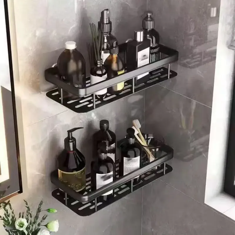 Badezimmerregal ohne Bohren, wandmontiert, für Shampooflaschen, Dusch-Eckregal, Toiletten-Aufbewahrungsregal, Aluminium, Bad- und Küchenzubehör
