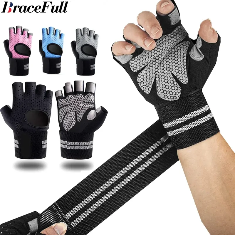 1 Paar Halbfinger-Gymnastik-Fitness-Handschuhe mit Handgelenkwickelunterstützung für Männer und Frauen, Crossfit, Workout, Power-Gewichthefausrüstung