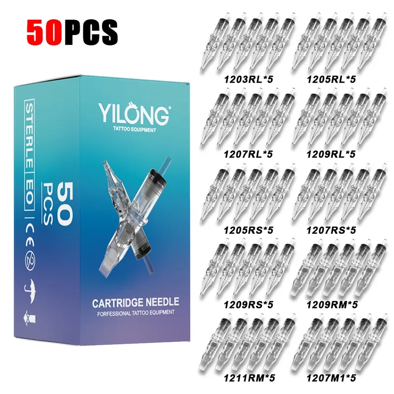50/20PCS MIX Tattoo Patrone Nadeln Einzel Paket Einweg Sterile Transparente Tattoo Nadeln für Tattoo Stift Maschine