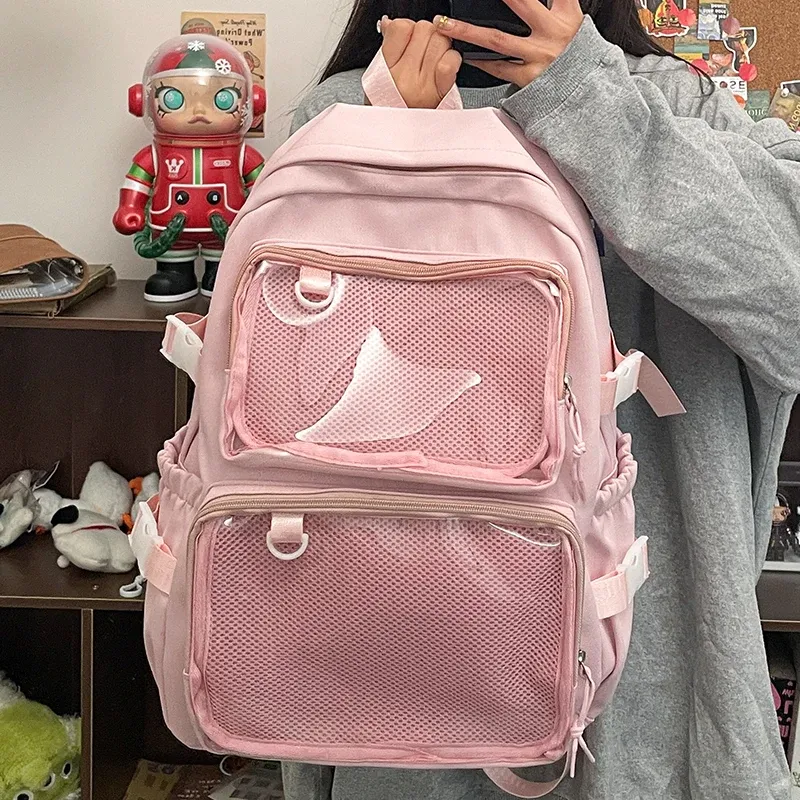 Transparente Ita-Tasche im japanischen Stil für Mädchen, Comic-Teile, große Kapazität, Damen-Rucksack, modische Schultaschen für Studenten, JK
