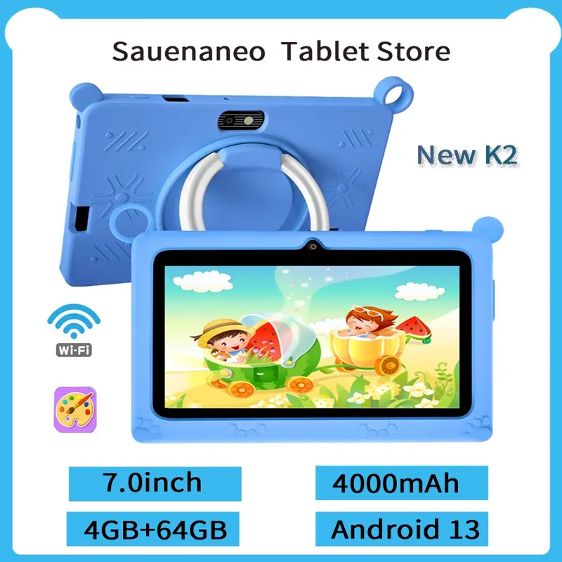 Neue 5g wifi Kinder lernen 6,5-Zoll-Tablet 4GB RAM 64GB ROM Quad Core Mini-Tablet mit Ledertasche unterstützt Spiele 7,0 mah
