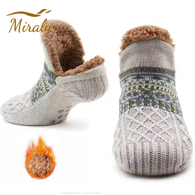 Super warme Winter rutschfeste Bodensocken Damen Herren Schneesocken Schlaf Teppich Socken Hausschuhe Socken Damen Samtstiefel Unsiex Home Wear