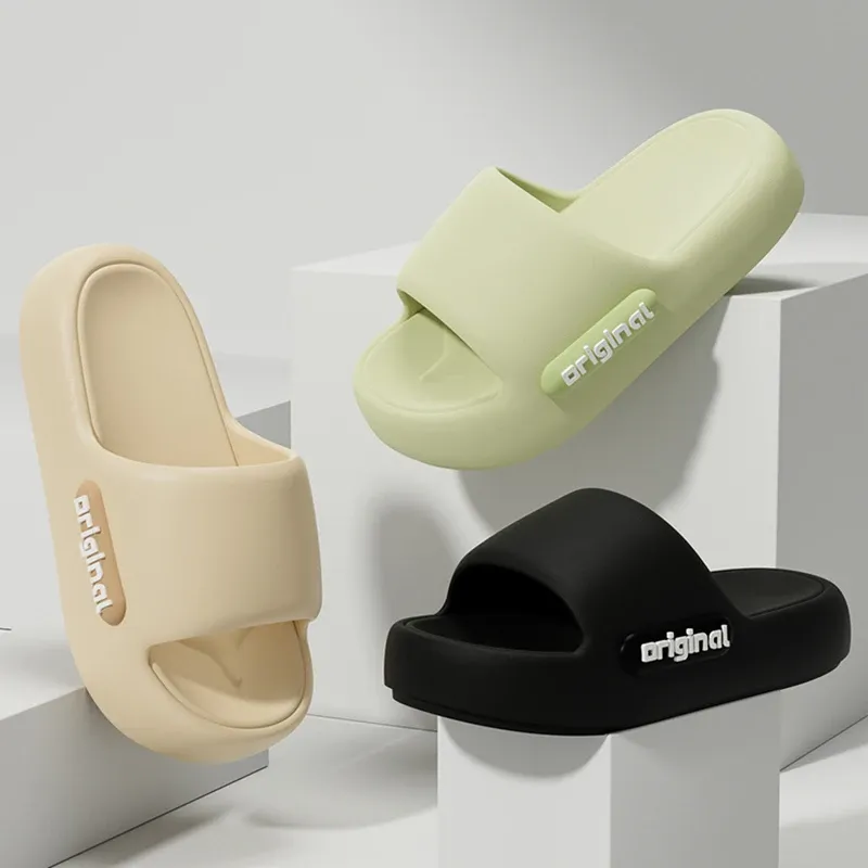 2023 sommer Plattform Wolke Hausschuhe Frauen Bequeme Einfarbig Weiche Sohle EVA Kissen Rutschen Frau Paar Nicht Slip Strand Flip-Flops