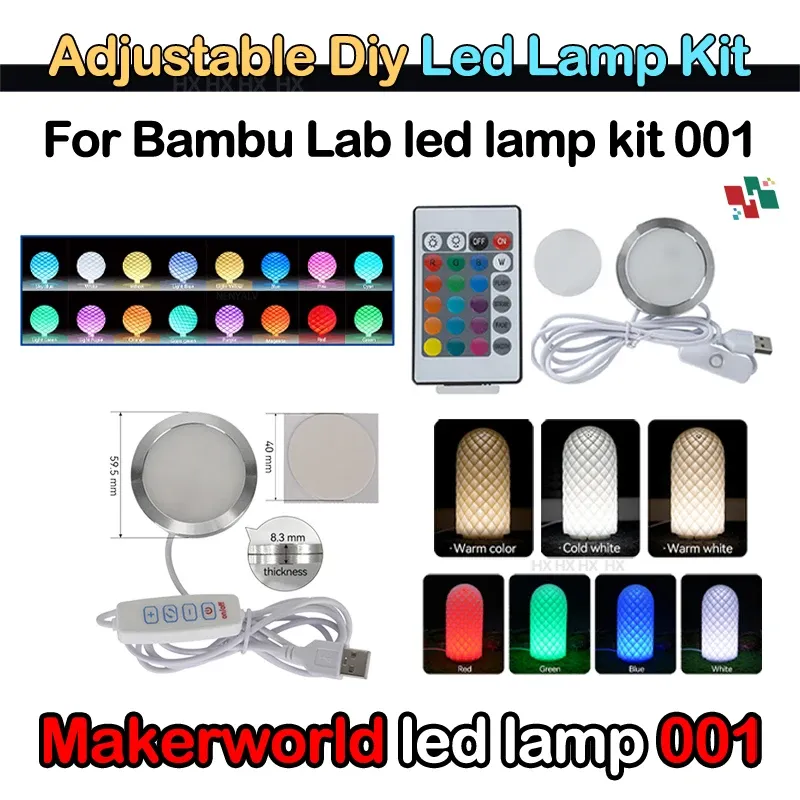 Für Bambu Lab LED-Lampen-Set, verstellbares Licht-Set, LED-Lichtteile, Hardware, DIY-Modell, weißes/kaltes/warmes Licht, ohne Lampengehäuse 001