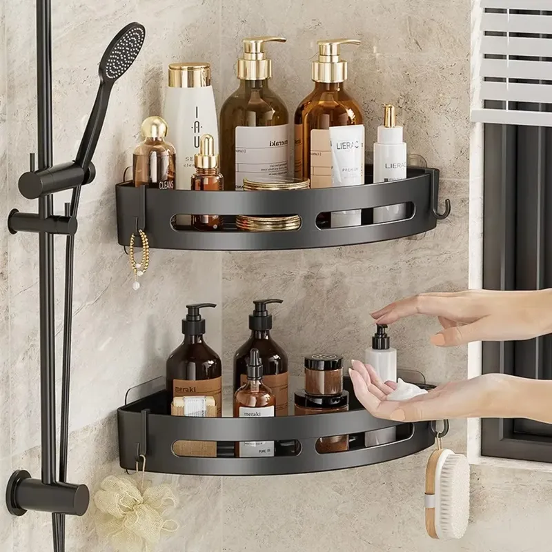 3/2/1 PCS Adhensive Bad Shampoo Halter Dusche Caddy Regale Lagerung Kein Bohrer Regal Ecke Handtuch Halter Regale für Badezimmer
